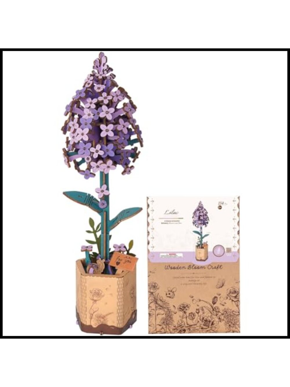 3D Wooden Flower Puzzle 154pc DIY Lilac Model Building Craft Kit Gift
